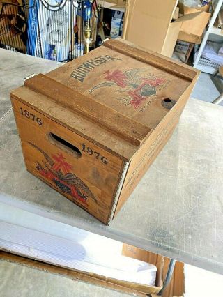 Vintage Anheuser - Busch 1876 - 1976 Wooden Beer Crate Budweiser Box Case St.  Louis 3