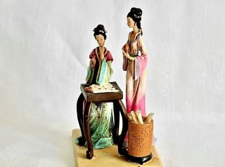 Wonderful Handcrafted Antique Statue Of Two Women Painters China C 1920 