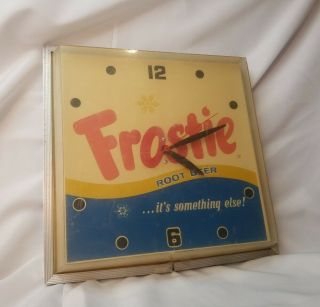 Htf Vintage Frostie Root Beer Square Clock - - " It 