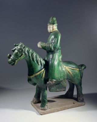Antique Chinese Ming Dynasty Earthenware Horse & Rider