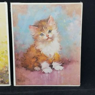 2 Watercolor Cat Prints Florence Kroger Artist 8 x 10 Vintage Ephemera 3