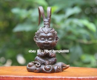 Tibet Buddhism copper Zodiac Animal mythological Monkey king Sun Wukong Statue 2