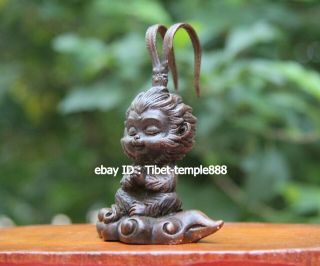 Tibet Buddhism copper Zodiac Animal mythological Monkey king Sun Wukong Statue 3