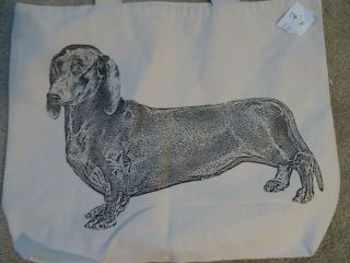 Oversized Large Shopping Canvas Tote Bag Dachshund Dogs Nwt Made In Usa