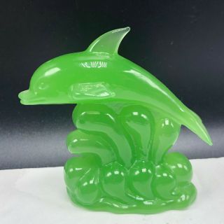 Lenox Dolphin Figurine Vintage Sculpture Statue Porpoise Jade Green Jadeite Wave
