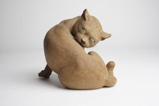 Fine Antique Chinese 20th Century Shiwan Ware Figure Of A Seated Cat