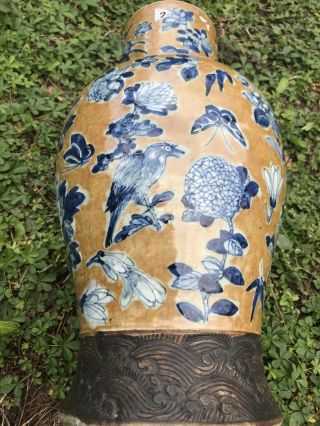 Large Antique Chinese Brown Glazed Porcelain Vase 19th 2