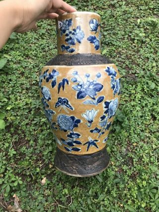 Large Antique Chinese Brown Glazed Porcelain Vase 19th 3