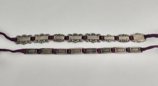 2 Antique Art Deco Bob O Link & Coro Sterling Friendship Name Etched Bracelet