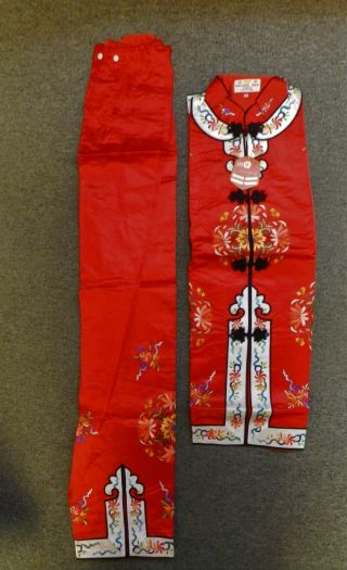 NEW/OLD STOCK CHINESE SILK GOLDEN BEE RED & COLORFUL EMBROIDERED 2PC SET,  sz XL 2