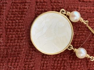 19th Century Chinese Mother Of Pearl And Gold Gambling Chip Jewelry