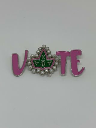 “vote” Pin Brooch For Alpha Kappa Alpha Sorority.  With Ivy Leaf Shape
