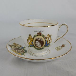 Hm Queen Elizabeth Ii 1953 Coronation Tea Cup Saucer Duchess Bone China England