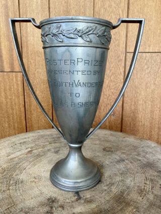 Vintage Antique Vanderbilt Cup Trophy Poster Prize Wallace Bros “silver Plate?”
