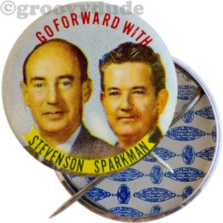 Go Forward With Adlai Stevenson Sparkman 1952 Jugate Campaign Pin Pinback Button