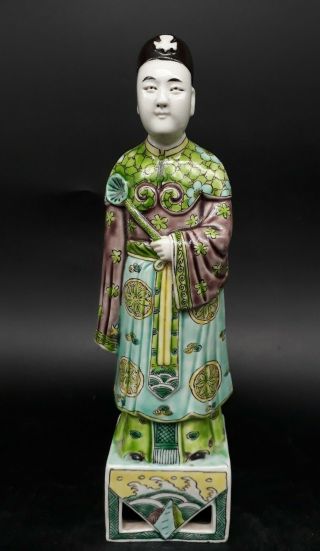 Chinese Antique Qing Dynasty,  Famille Verte Porcelain Figure,  Republic Mid 20c