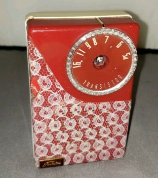 1950s Vintage Collectible Toshiba Four Transistor Radio Tr 193 Red And White