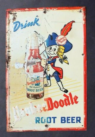 Vtg 1950s Drink Yankee Doodle Root Beer Beverage Soda Advertising Store Sign