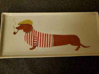 West Elm Claudia Pearson Dachshund French Pipe Smoking Weiner Dog