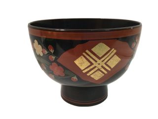 Vintage Japanese Art Deco Hand - Painted Floral Decorated Footed Bowl 4”hc.  1925