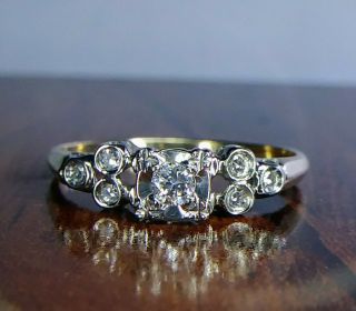 Vintage 1/4 Carat Natural Diamond Ring 14k Yellow Gold Solitaire Sized To Fit
