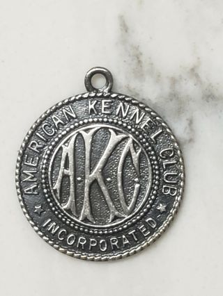Vintage Silver American Kennel Club Medal Medallion Pendant Charm