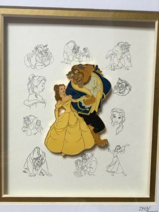 Beauty and the Beast Dancing Sketch - Framed Disney Pin art Princess Belle LE 2