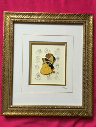 Beauty and the Beast Dancing Sketch - Framed Disney Pin art Princess Belle LE 3