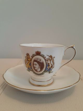 Vintage 1953 Queen Elizabeth Coronation Tea Cup And Saucer