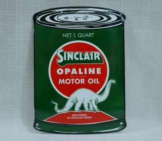 Vintage Sinclair Porcelain Sign Gas Motor Oil Can Station Pump Dino Gasoline