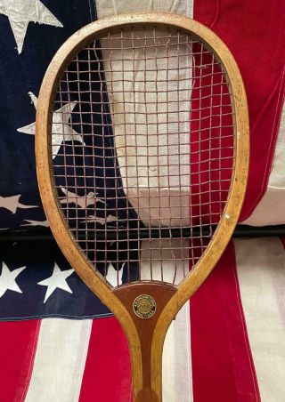 Vintage 1920s Spalding Wood Tennis Racquet 