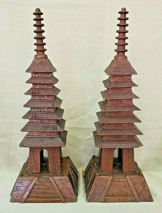 Vtg Japanese Vietnamese Chinese Wood 7 Storied Pagoda Shrine Temple Stupa 16 "