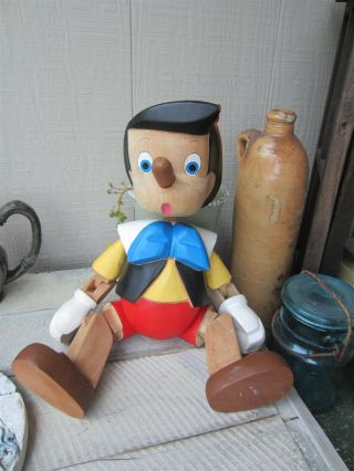 Walt Disneys Pinocchio 13 " Jointed Carved Painted Wooden Wood Doll