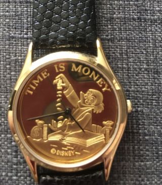 1992 Disney Uncle Scrooge Mcduck " Time Is Money " Pedre Gold Dial Men 