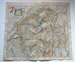 Helvetie Suisse Schweiz Switzerland Vintage Map Circa 1720 Danckerts