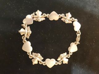 Vintage Retired Sterling James Avery Angels & Hearts Bracelet 7.  5 Inches 18 Grms