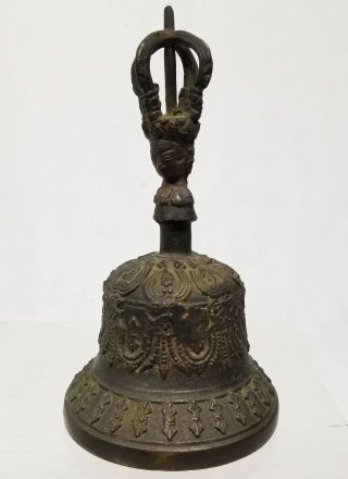 Antique Chinese Tibetan Cast Bronze Temple Vajra Bell Buddhist