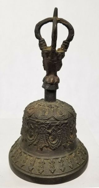 Antique Chinese Tibetan Cast Bronze Temple Vajra Bell Buddhist 3