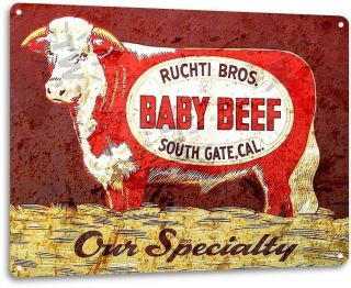 Ruchti Bros Beef Farming Ranch Farm Cow Retro Rustic Metal Decor Sign