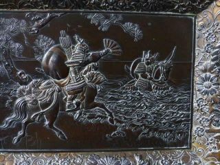 Antique Japanese Tray,  Samurai Warriors In Relief,  Gentleman ' s Calling Card Tray 2