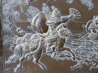 Antique Japanese Tray,  Samurai Warriors In Relief,  Gentleman ' s Calling Card Tray 3