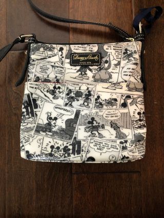 Dooney & Burke Disney Mickey Mouse Comic Letter Carrier Shoulder Bag Blk/white