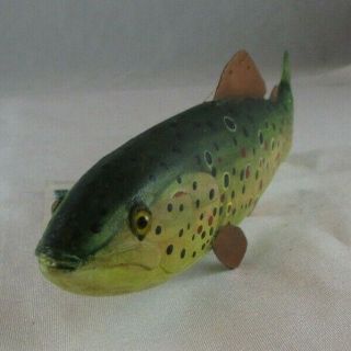 Carved 9 " Trout Sculpture Composite Wood Copper Fish Joyce Wright Wildlife Art