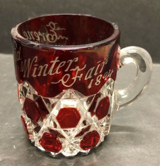 Vintage 1894 Mid - Winter Fair,  Golden Gate Park,  San Francisco Ruby Glass Cup