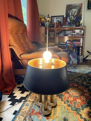 Vintage Stiffel Solid Brass Bouillotte Decor 3 Way Candlestick Desk Table Lamp