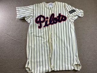 Vintage Peninsula Pilots Game Worn Jersey Minor League Baseball 11 Hat Shirt