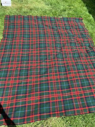 LL BEAN USA Vintage Wool Blanket 90x76 Wilderness Lodge Green Red Stripe Logger 2