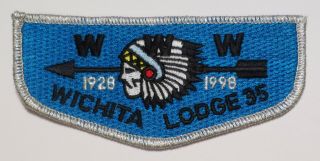 Oa Lodge 35 Wichita - S1 First Solid Flap Patch - 1998,  70th.  Anniv.  -