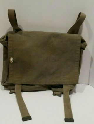 Vintage Us Forest/military/boy Scouts Green Canvas Field Bag Back Pack/ruck Sack