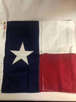 Texas Flag 3x5 Cotton Vintage Made In Usa Tx Stitched Banner